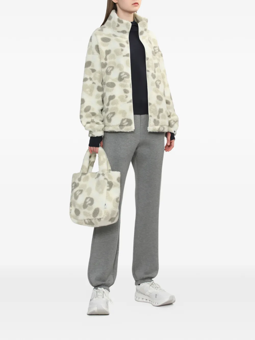 A BATHING APE Fleece jack met print en rits Beige