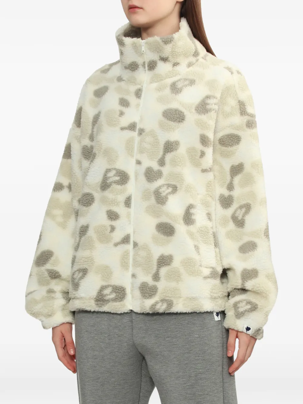 A BATHING APE Fleece jack met print en rits Beige