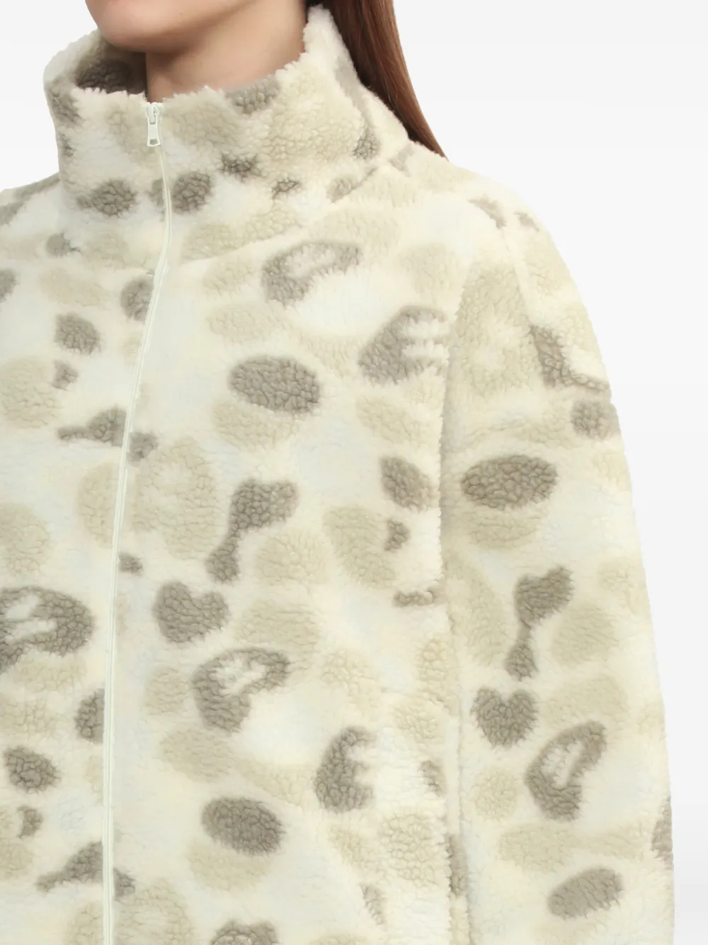 A BATHING APE Fleece jack met print en rits Beige