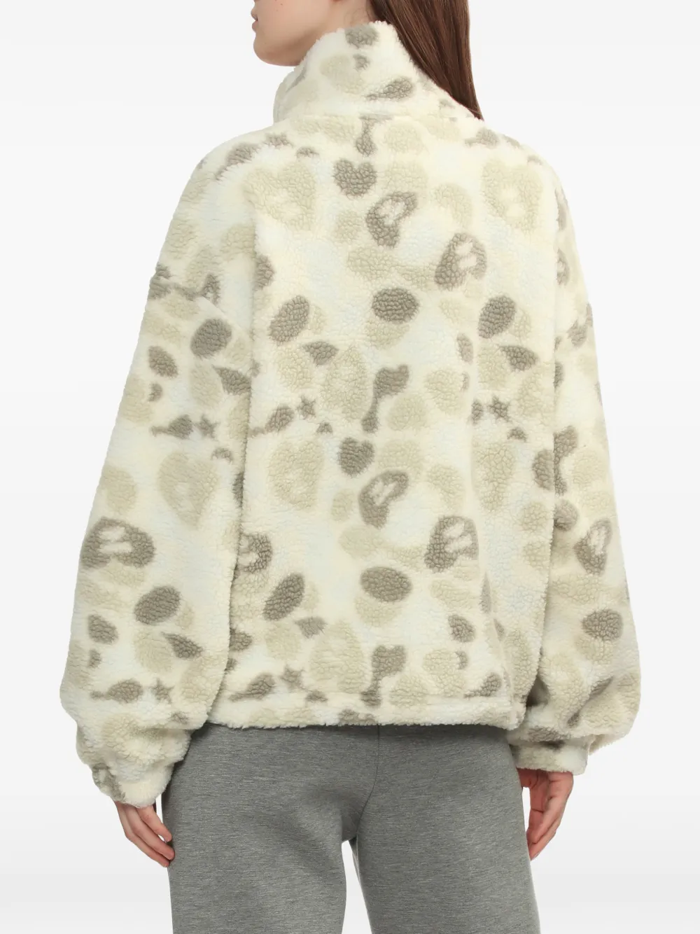 A BATHING APE Fleece jack met print en rits Beige