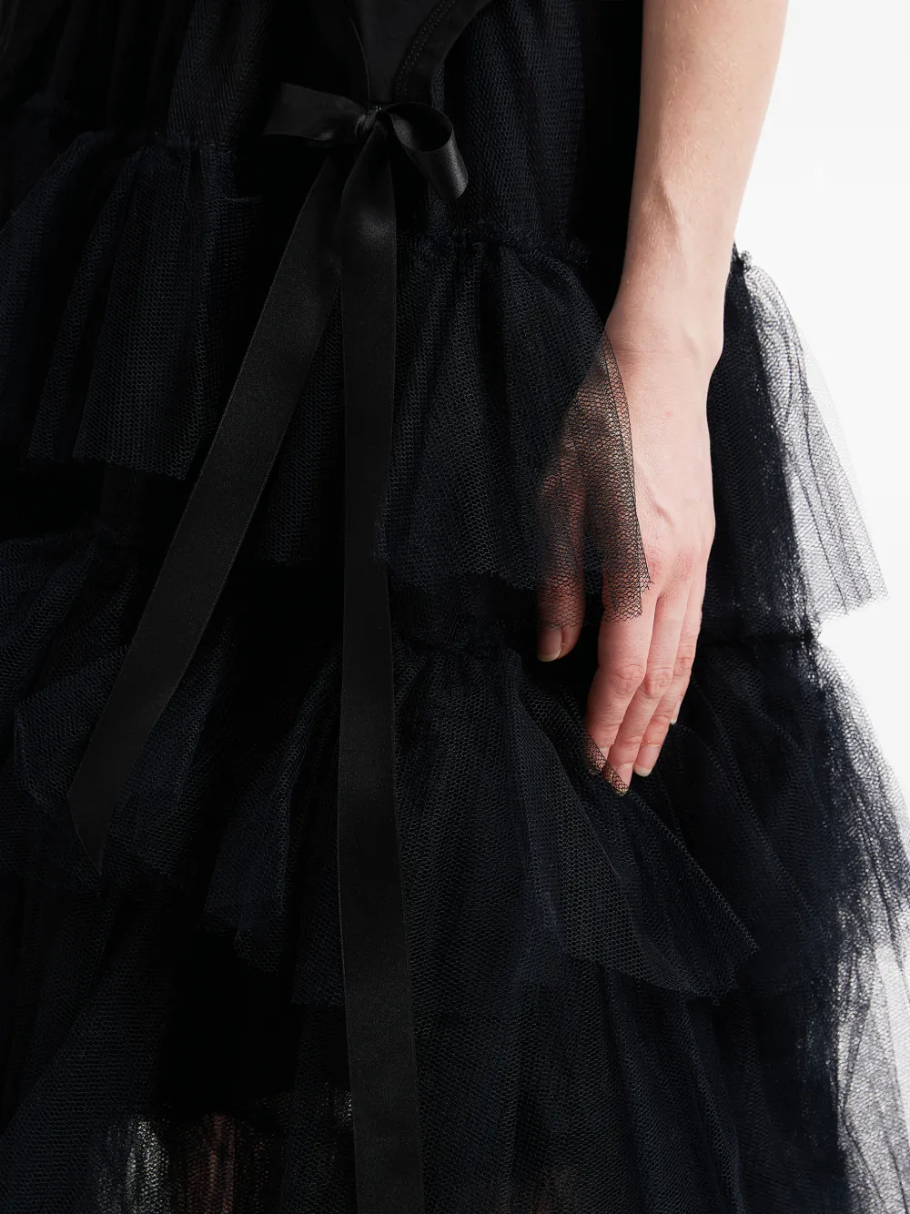 Simone Rocha Gelaagde midi-rok met lint Zwart