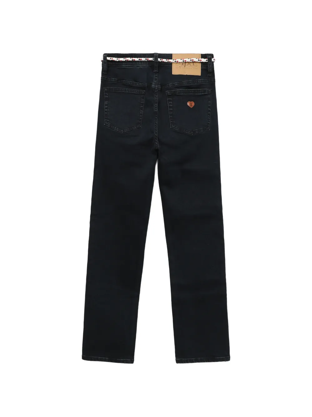 rope-belt straight-leg jeans