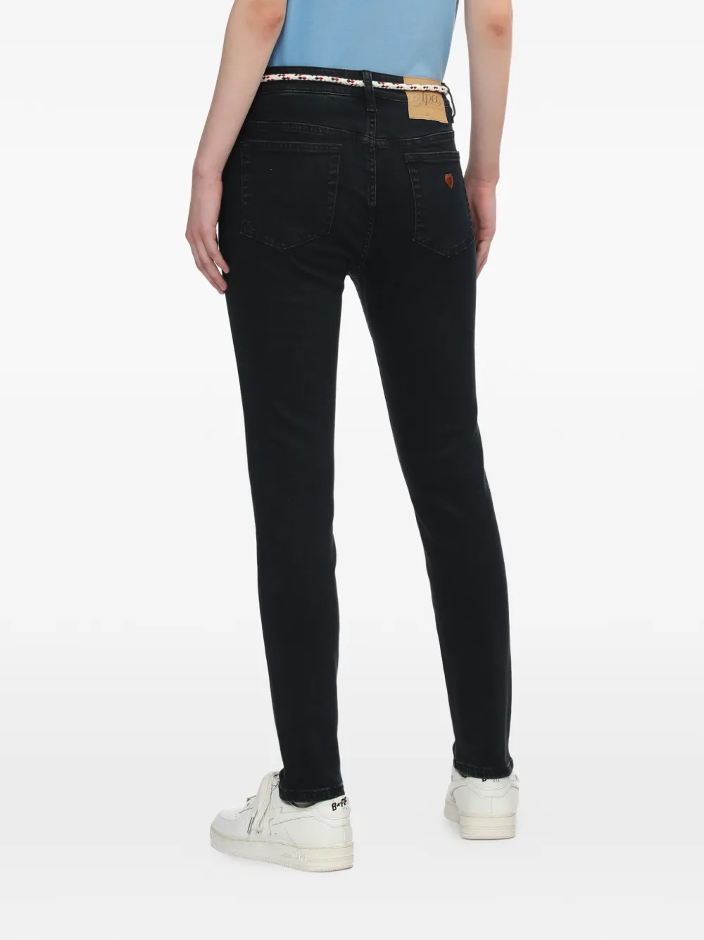 rope-belt straight-leg jeans