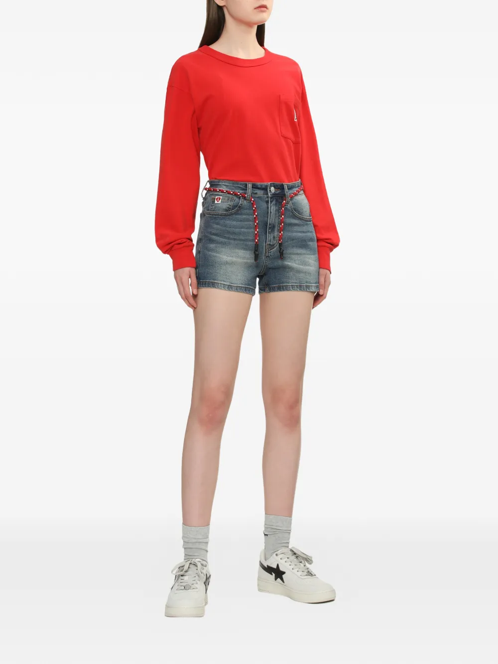 A BATHING APE® rope-belt Denim Shorts | Blue | FARFETCH AU
