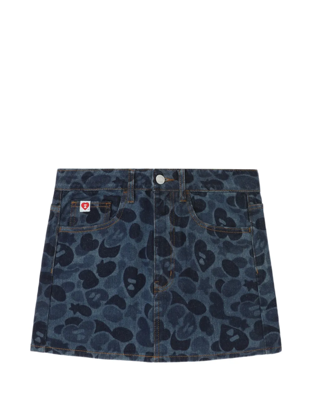 APEE™ by *A BATHING APE® heart-print denim skirt - Blu