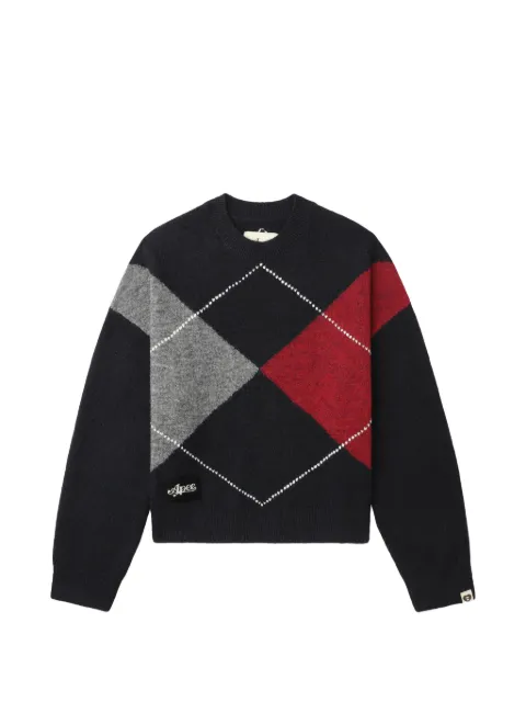 A BATHING APE® suéter con motivo de rombos