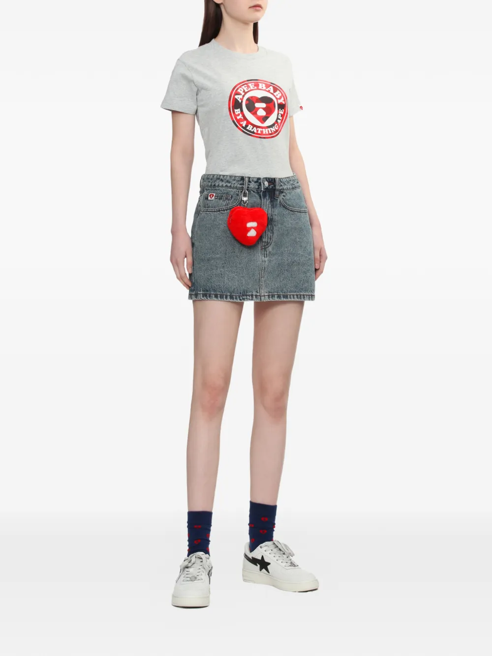  A Bathing Ape® Camo Heart Logo T-shirt - Grey 