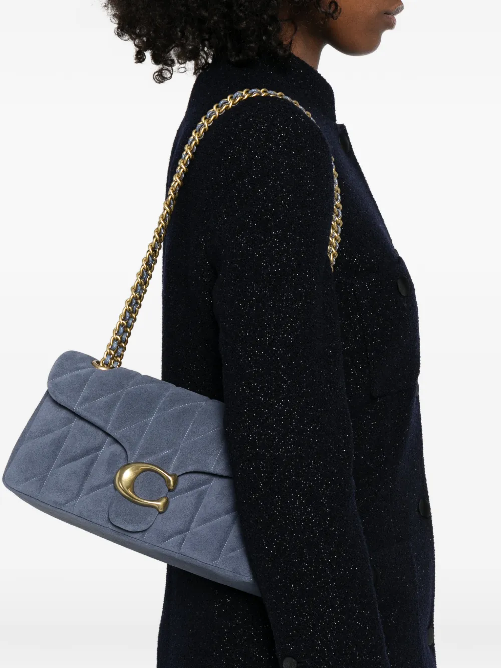 Coach quilted c shoulder bag - Blauw