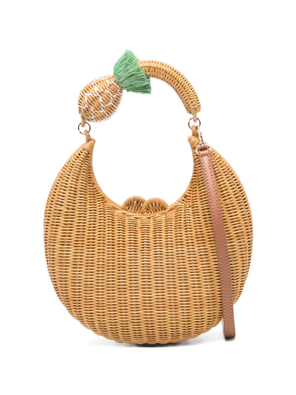 SERPUI pineapple-embellished woven clutch bag - Toni neutri