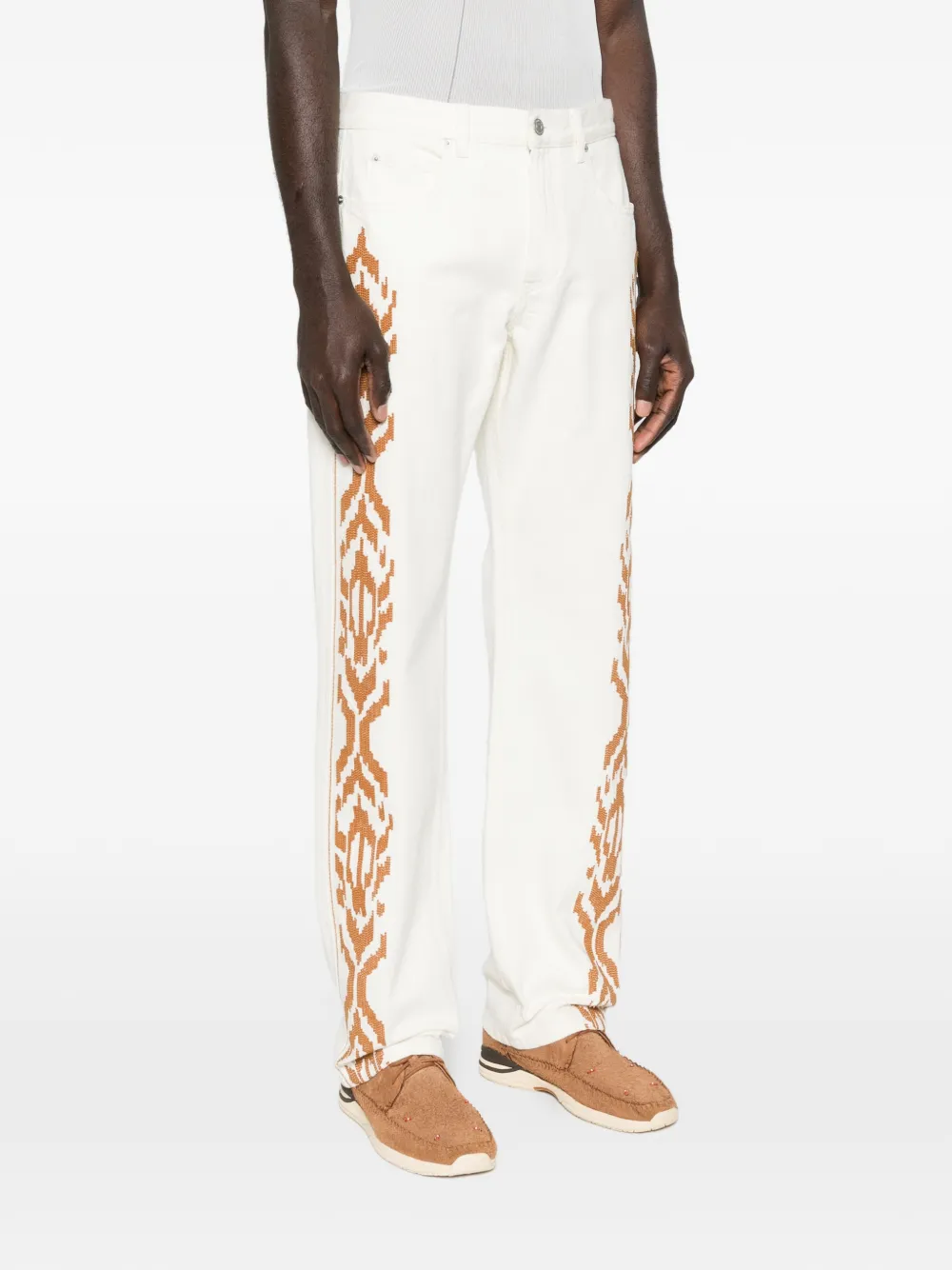 MARANT Lewys embroidered jeans - Beige