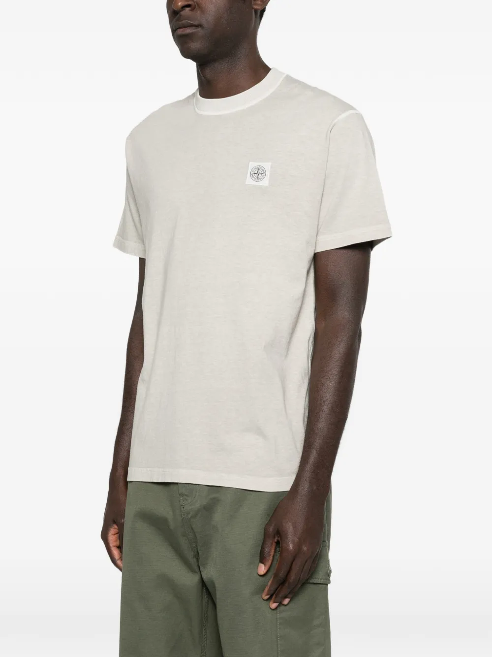 Stone Island T-shirt met logopatch Beige