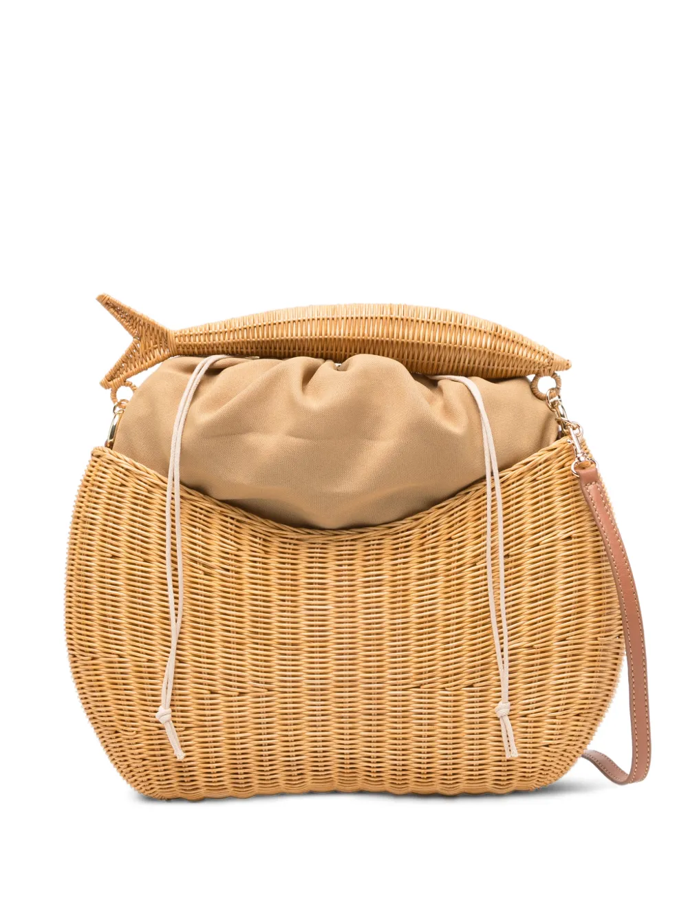 SERPUI fish wicker tote bag - Toni neutri