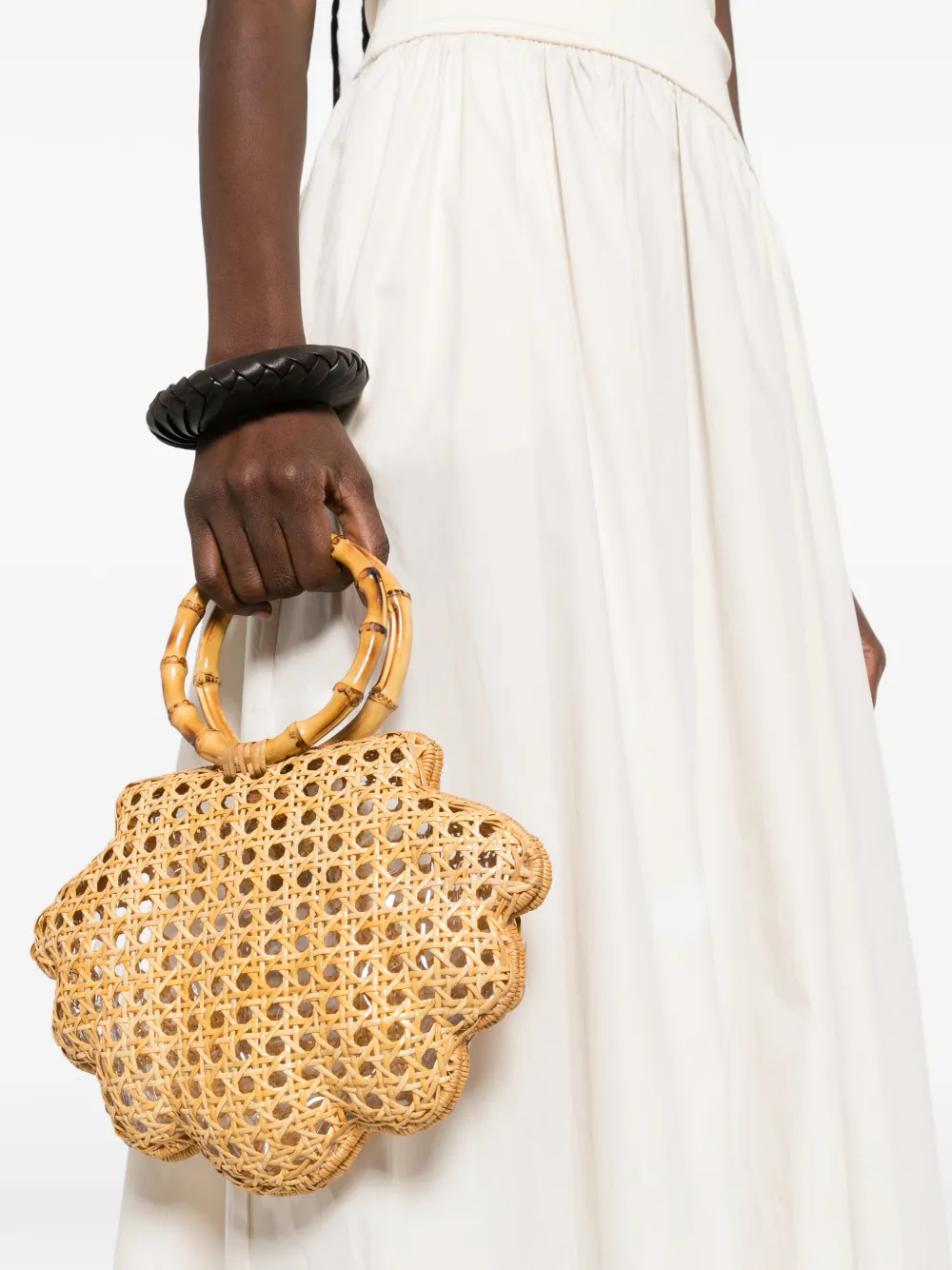 SERPUI Ethan Shell scalloped tote bag - Beige