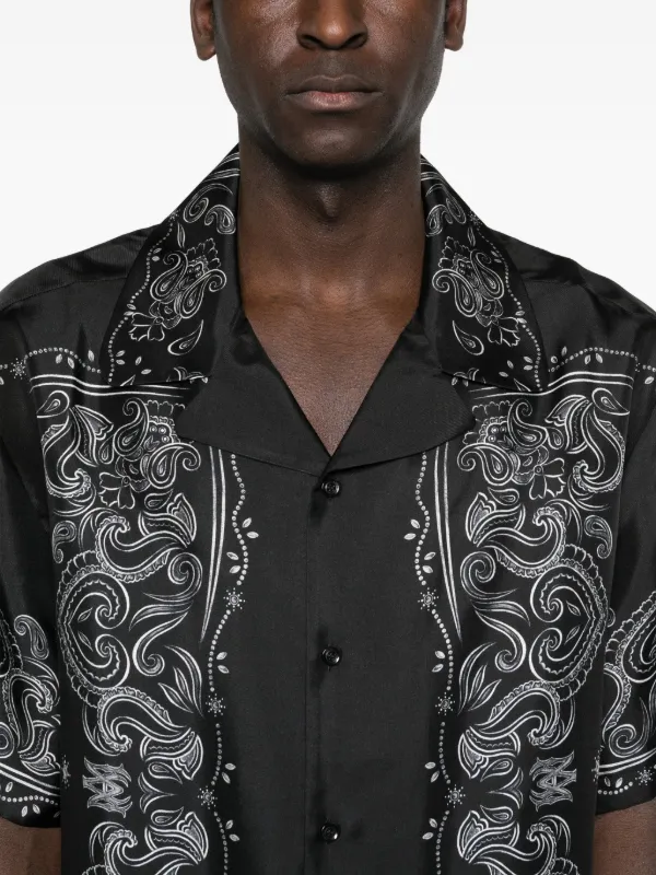 AMIRI バンダナプリント ショートスリーブシャツ | ブラック | FARFETCH JP