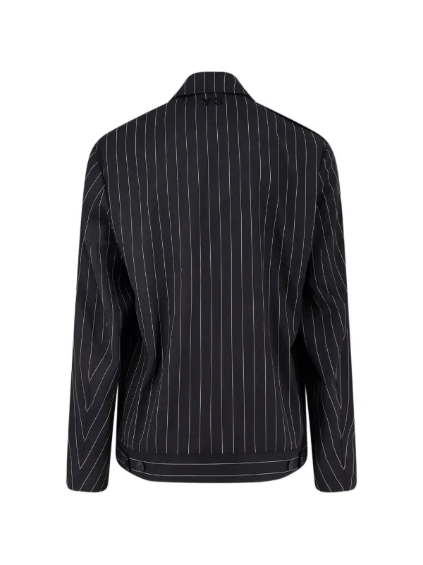 Y-3 Pinstripe zip-up Overshirt | Black | FARFETCH