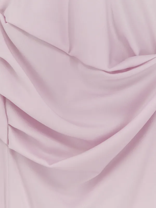 strapless open back dress Alexander McQueen Hot Pink Silk Dress with Miu Miu Black Silk Belt