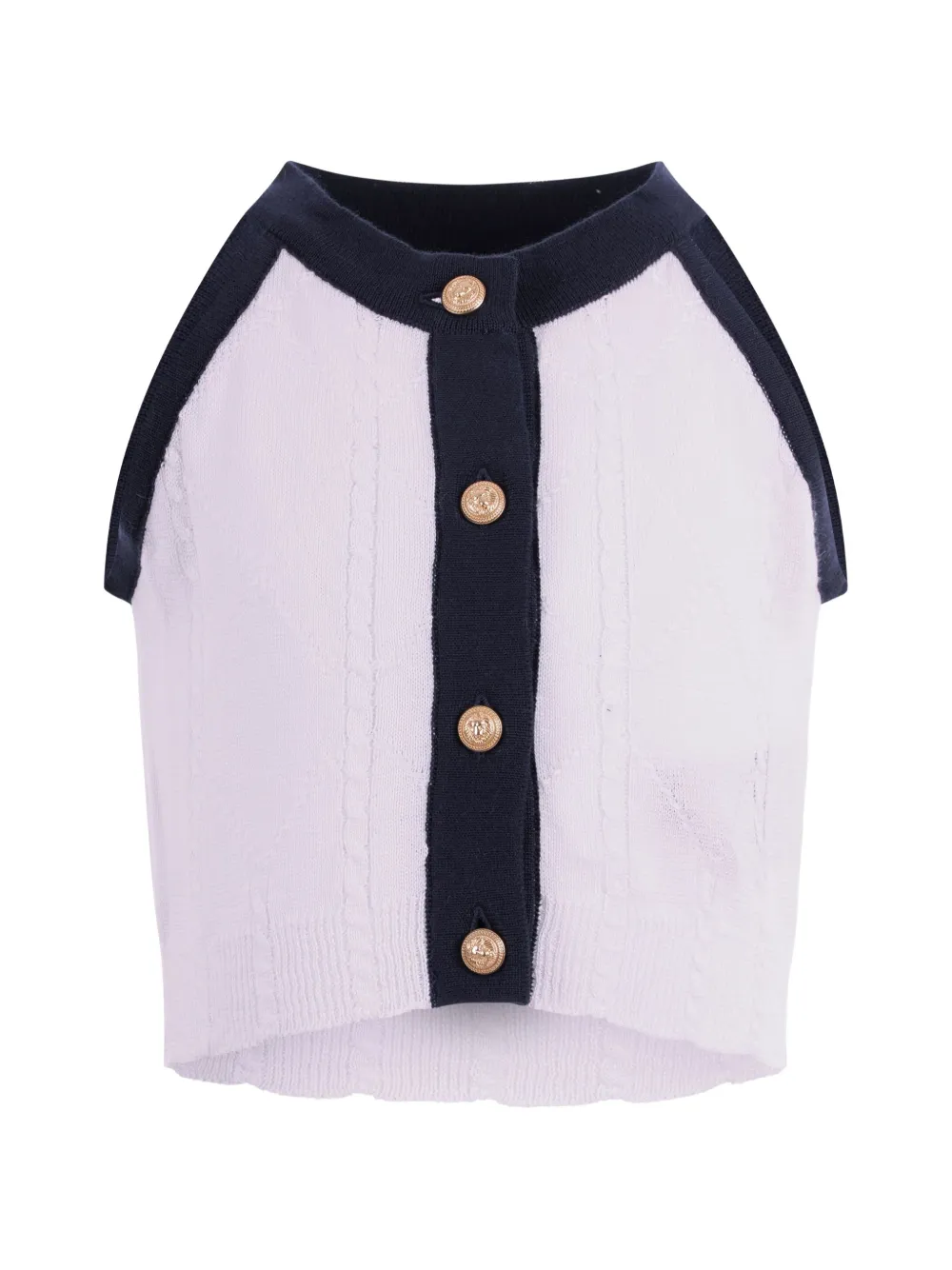 Balmain Kids cable-knit button tank top - Bianco