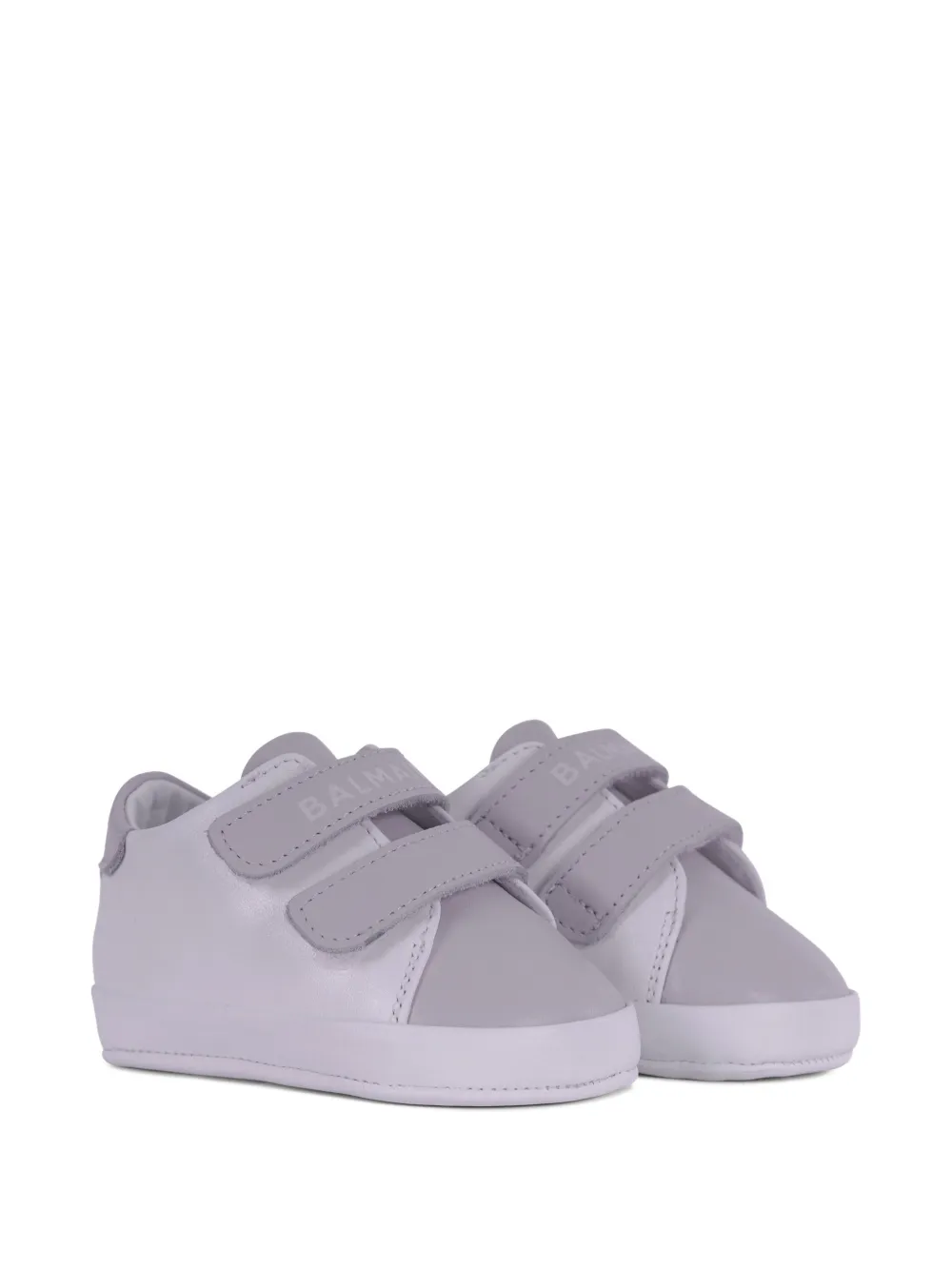 Balmain Kids logo-print strap crib shoes - Bianco
