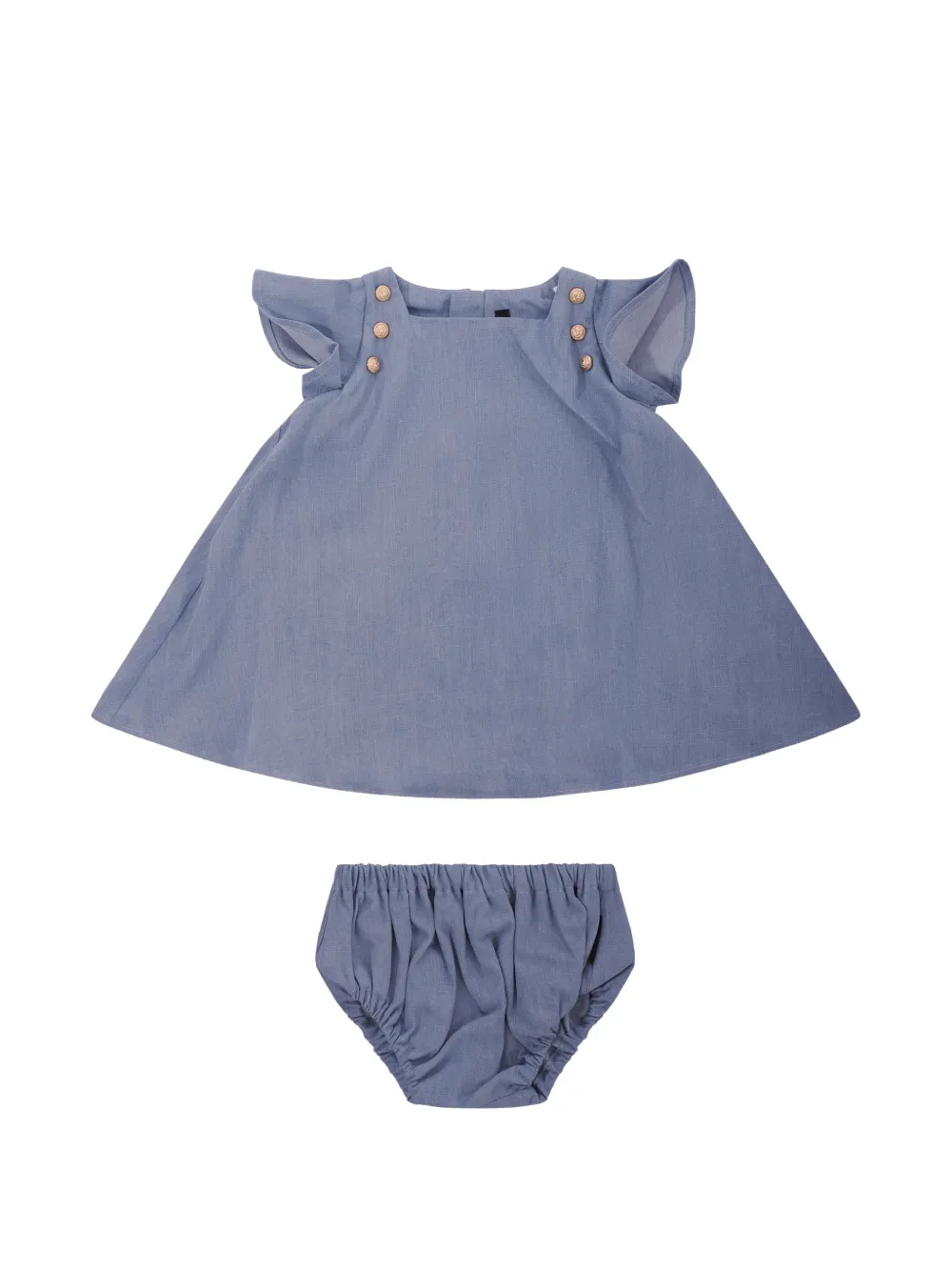 Balmain Kids ruffled button dress - Blu