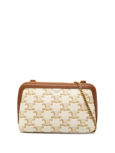 Celine Pre-Owned 2021-2025 Triomphe Coated Canvas Clutch On Chain crossbody bag