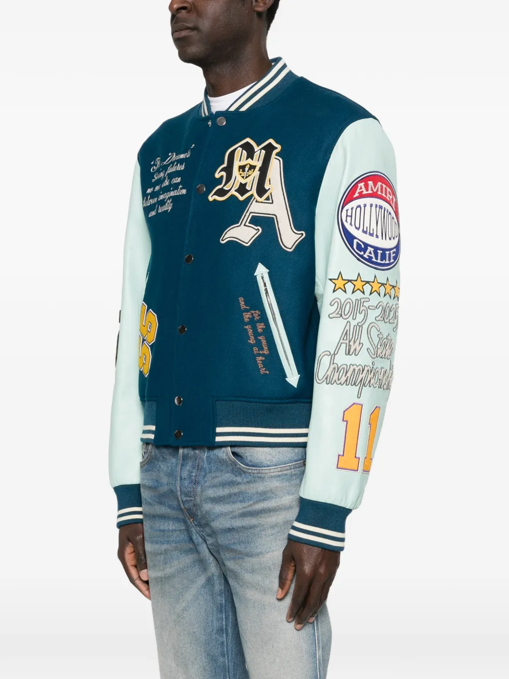  Amiri Appliqué Bomber Jacket - Blue 