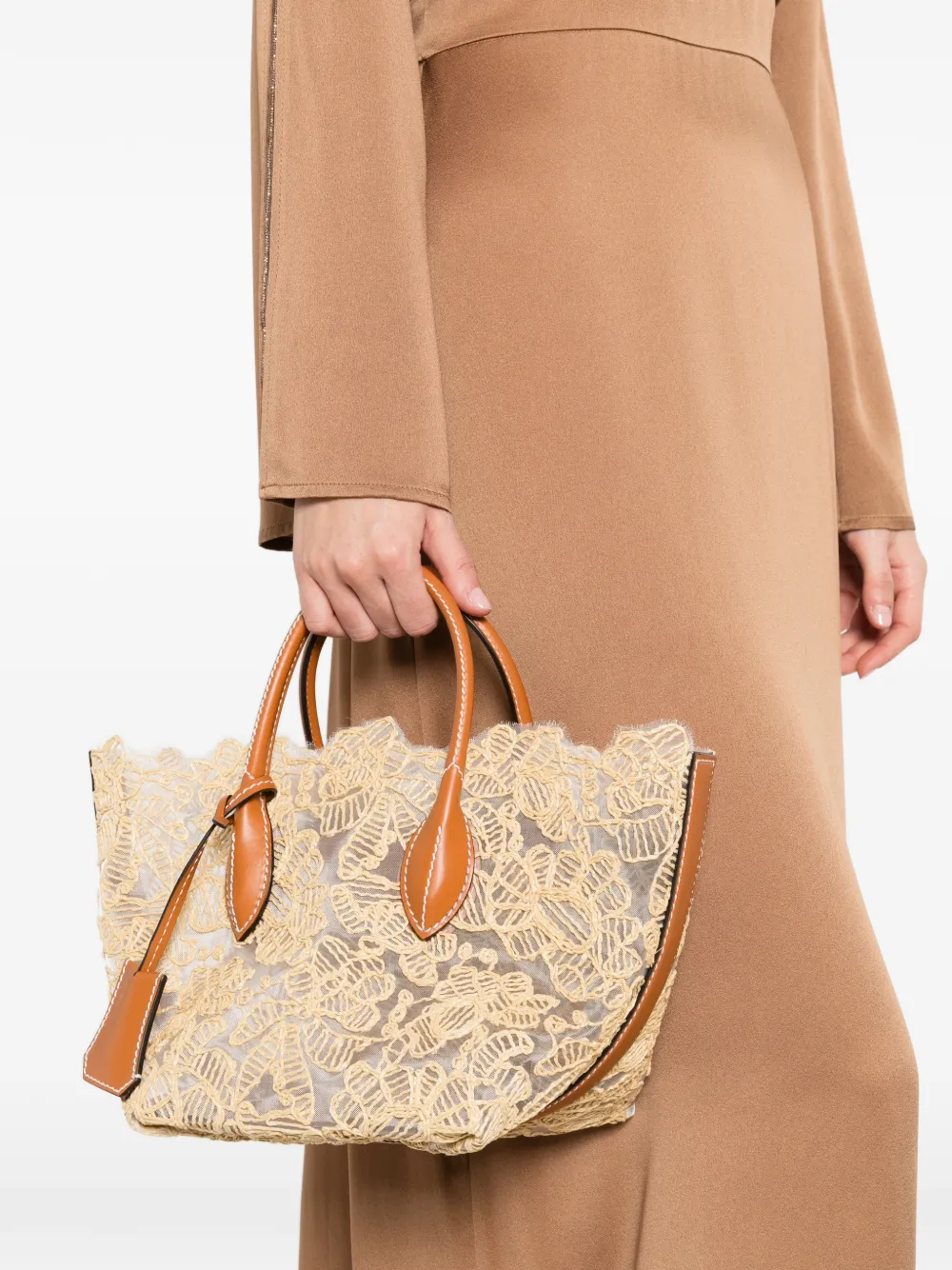 Ermanno Scervino floral-lace tote bag - Beige