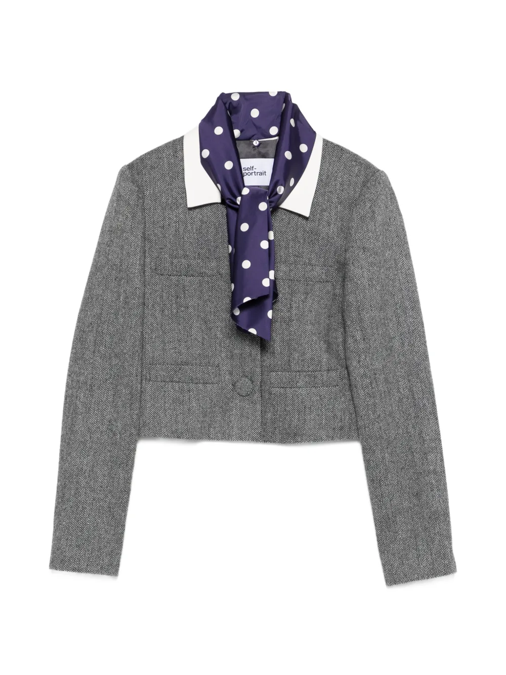 Self-Portrait Giacca crop - Grigio