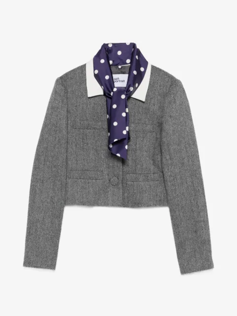 Self-Portrait collar cropped jacket