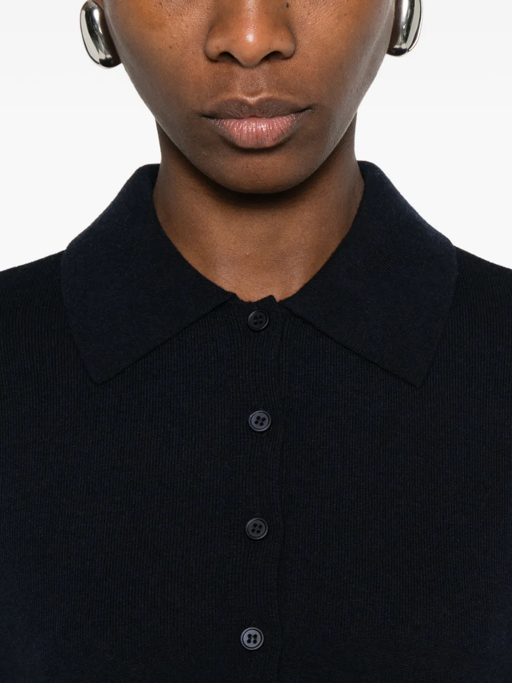 Button-Up Collar Polo Top
