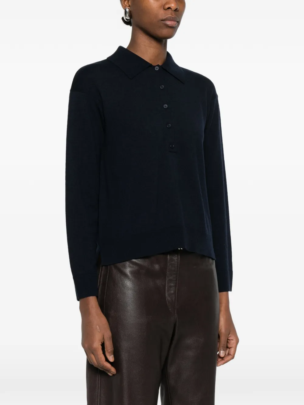 Button-Up Collar Polo Top
