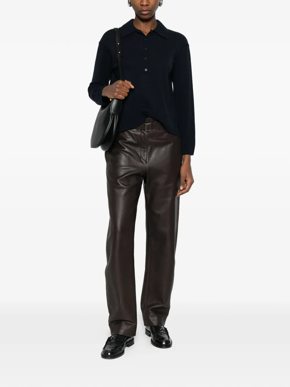 Button-Up Collar Polo Top