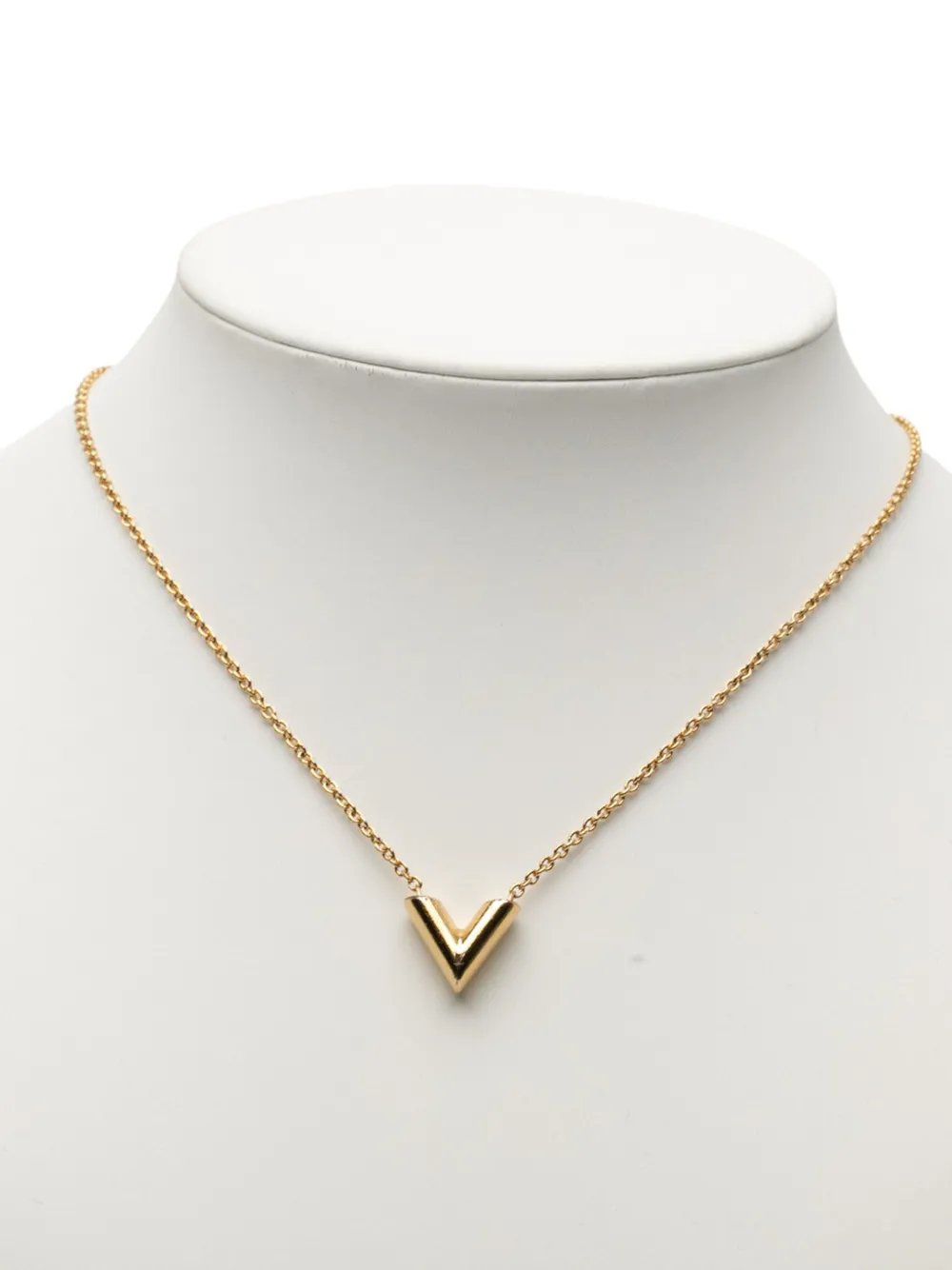 Louis Vuitton Pre-Owned 2020 Gold Plated Essential V Pendant Necklace costume necklace - Oro