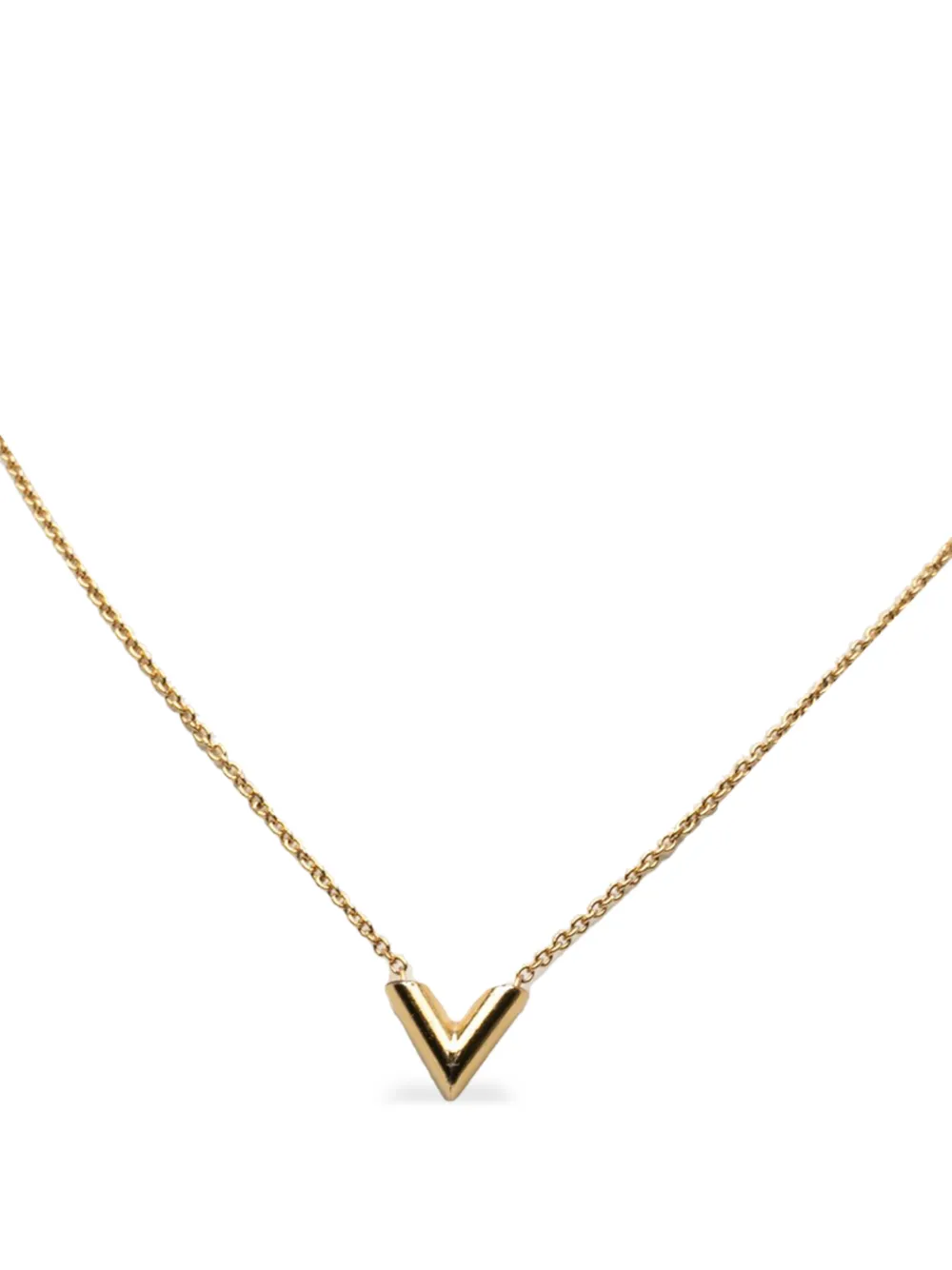 Louis Vuitton Pre-Owned 2020 Gold Plated Essential V Pendant Necklace costume necklace - Oro