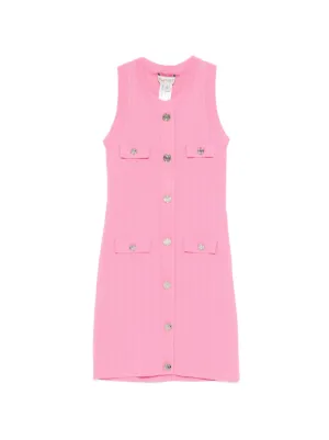 balmain pink denim dress Multi-panel Short-sleeve Denim Dress