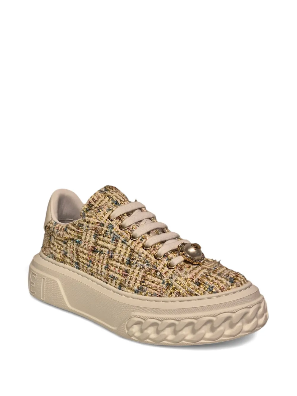 Casadei Sneakers verfraaid met plateauzool Beige
