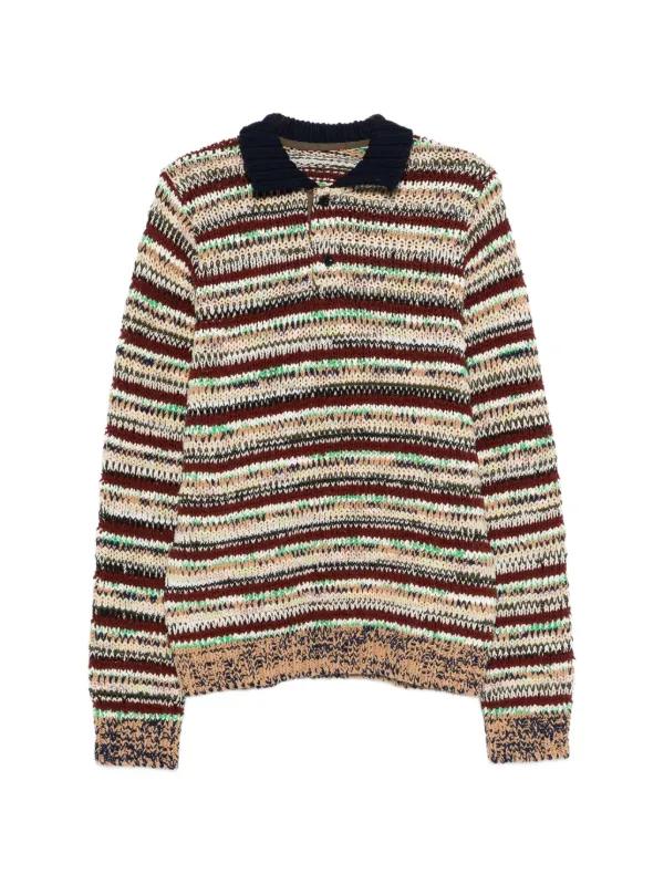 Sacai Striped Polo Knitwear in Brown