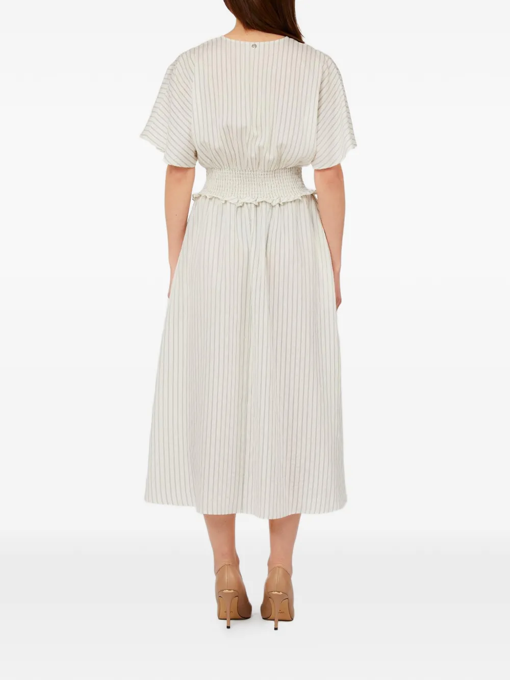 LIU JO Gestreepte midi-jurk Beige