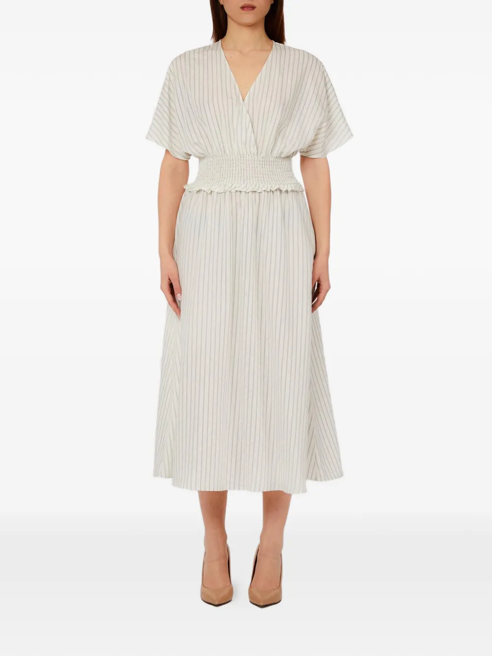 LIU JO striped midi dress - Nude