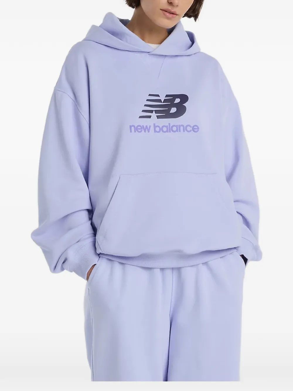 New Balance logo-print pouch-pocket hoodie - Viola