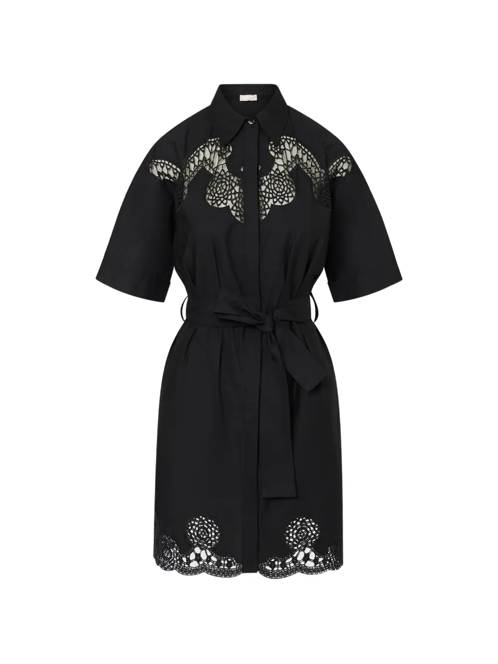 LIU JO lace-insert belted mini dress - Nero