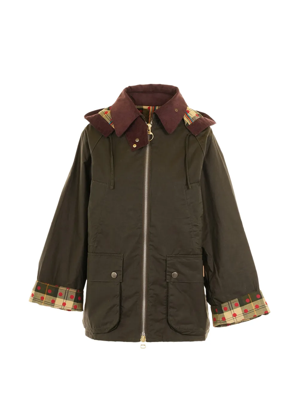Barbour x Paul Smith hooded checked coat - Verde