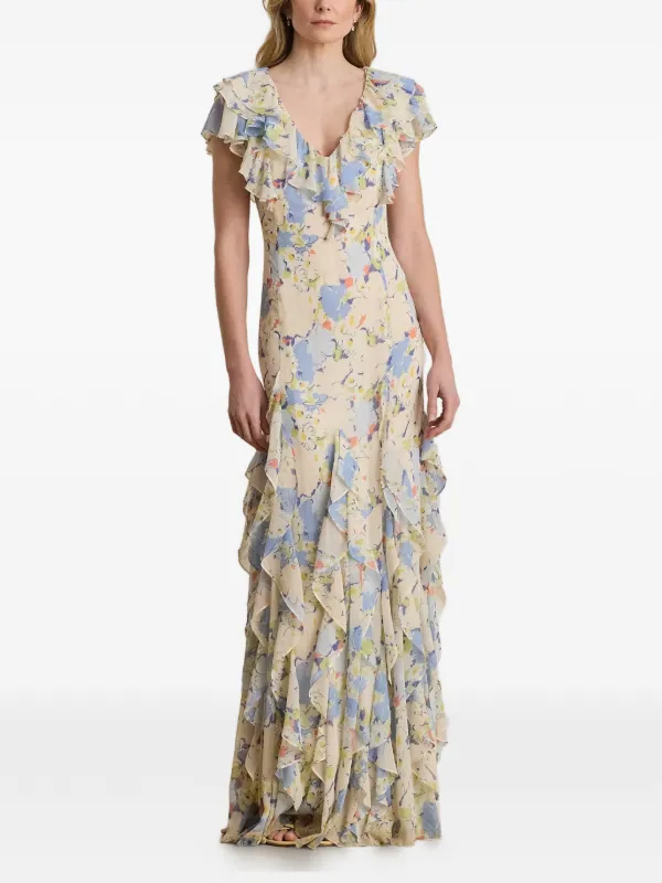 ralph lauren formal dresses For #RalphLaurenFall25, a dark palette brings a moody twist to romantic ruffles, sheer fabrics, and delicate lace. Discover the #RLCollection Carol Floral Devor Satin Jumpsuit and Shayna Embellished Floral Evening Dress via