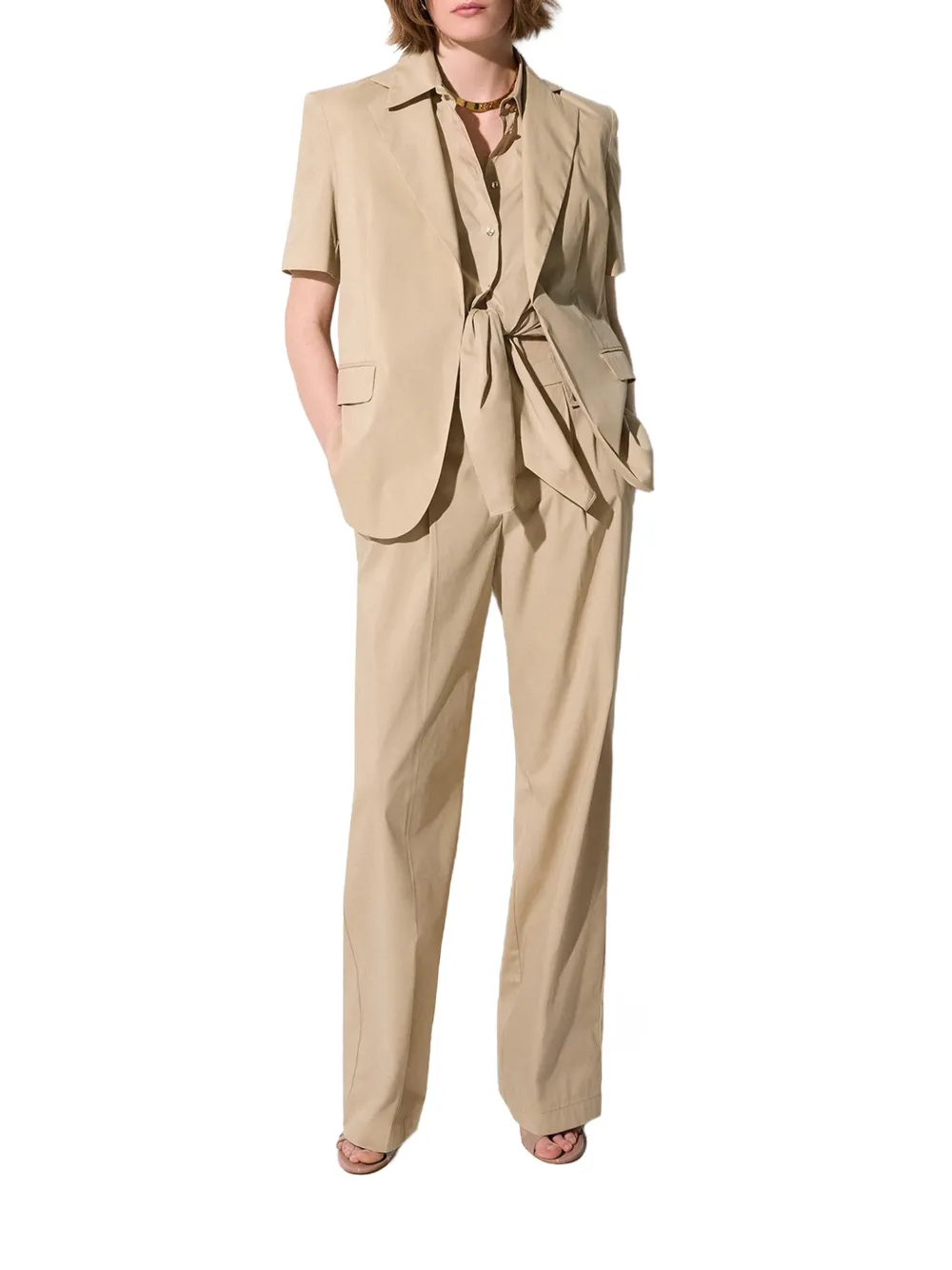 LIU JO Jack met ceintuur en korte mouwen Beige