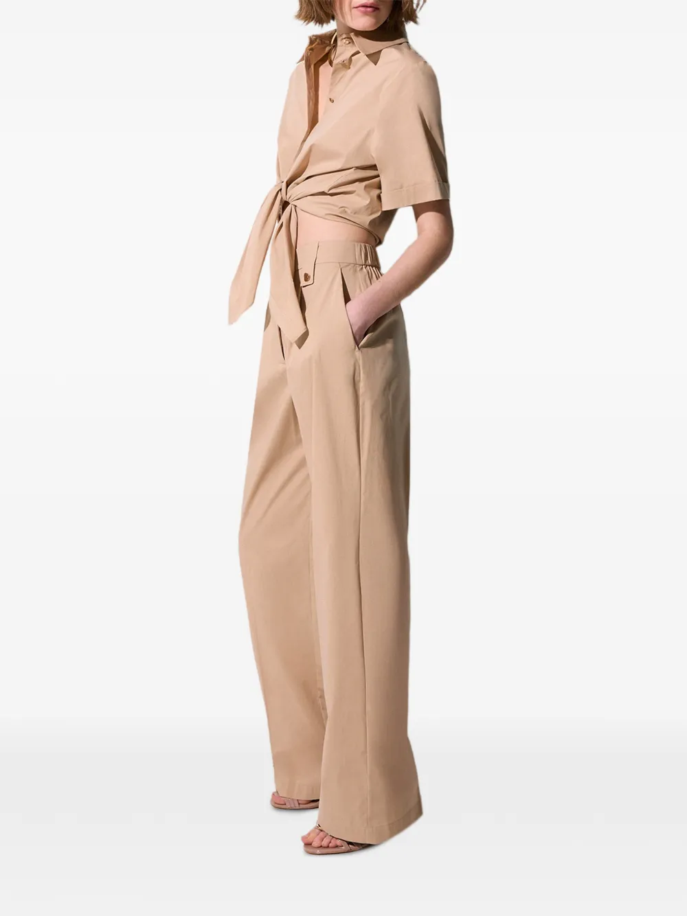 LIU JO Plooibroek met knoopdetail Beige