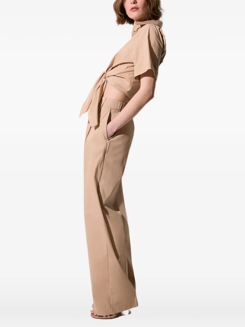 LIU JO Plooibroek met knoopdetail Beige
