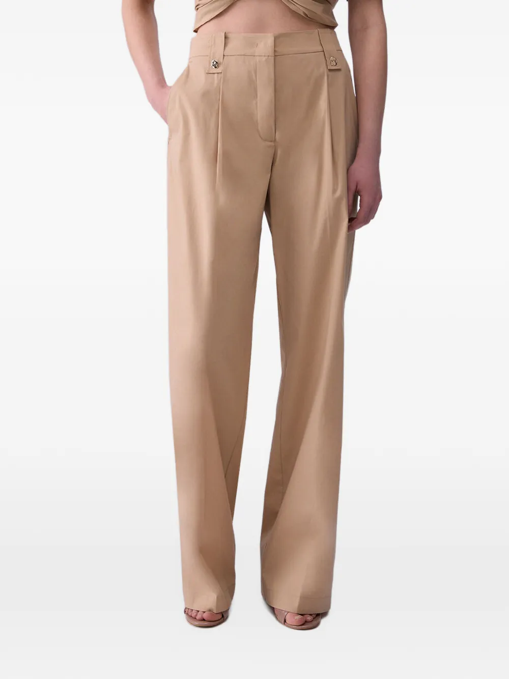 LIU JO Plooibroek met knoopdetail Beige