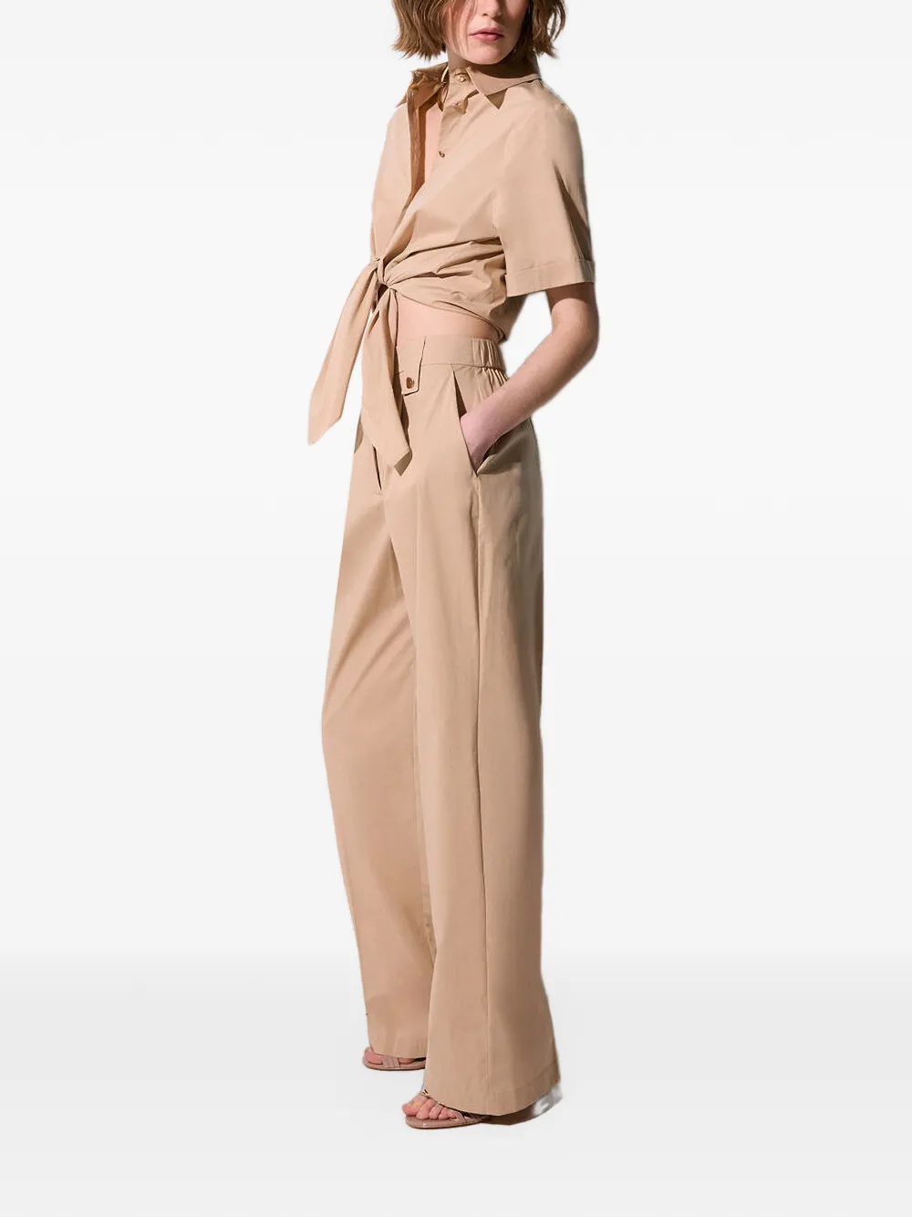LIU JO Plooibroek met knoopdetail Beige