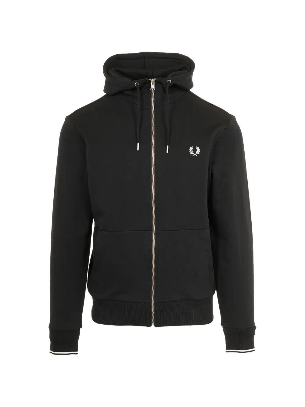 Fred Perry Kapuzenjacke mit Reißverschluss - Schwarz