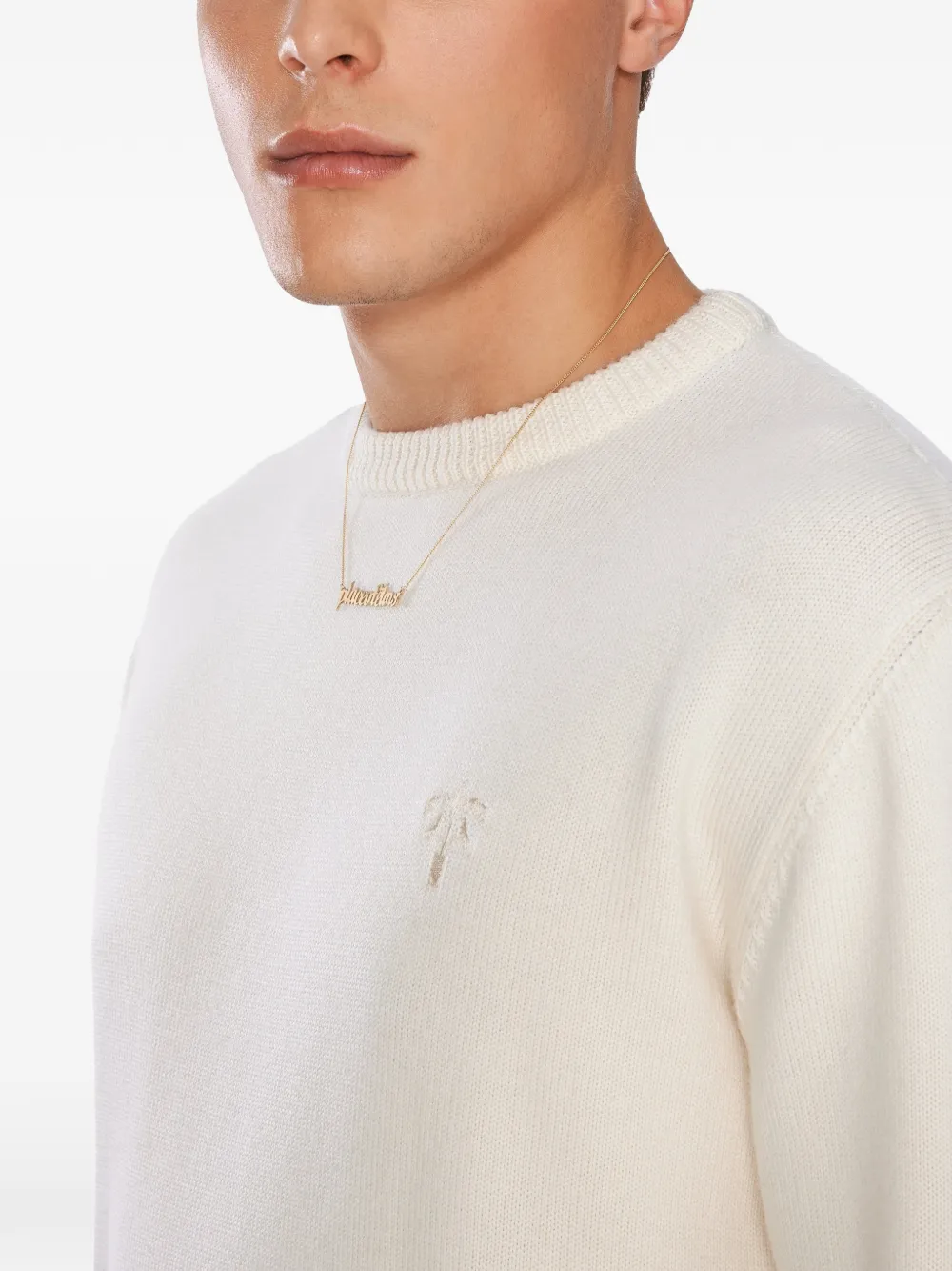 PLACE OF ËLMS Sweater met borduurwerk en ronde hals Beige