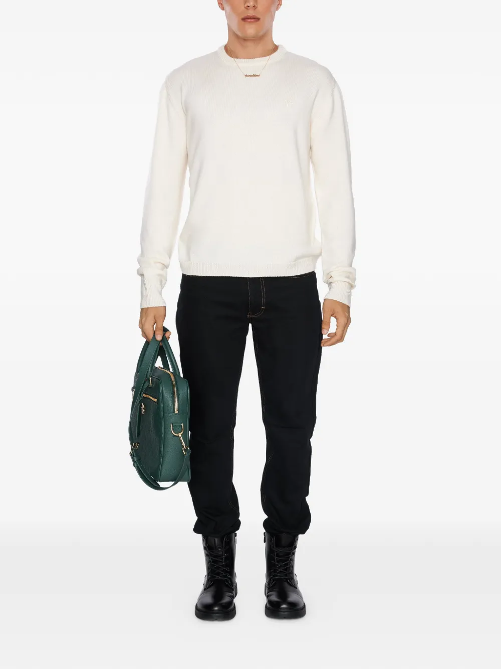 PLACE OF &Euml;LMS Sweater met borduurwerk en ronde hals - Beige